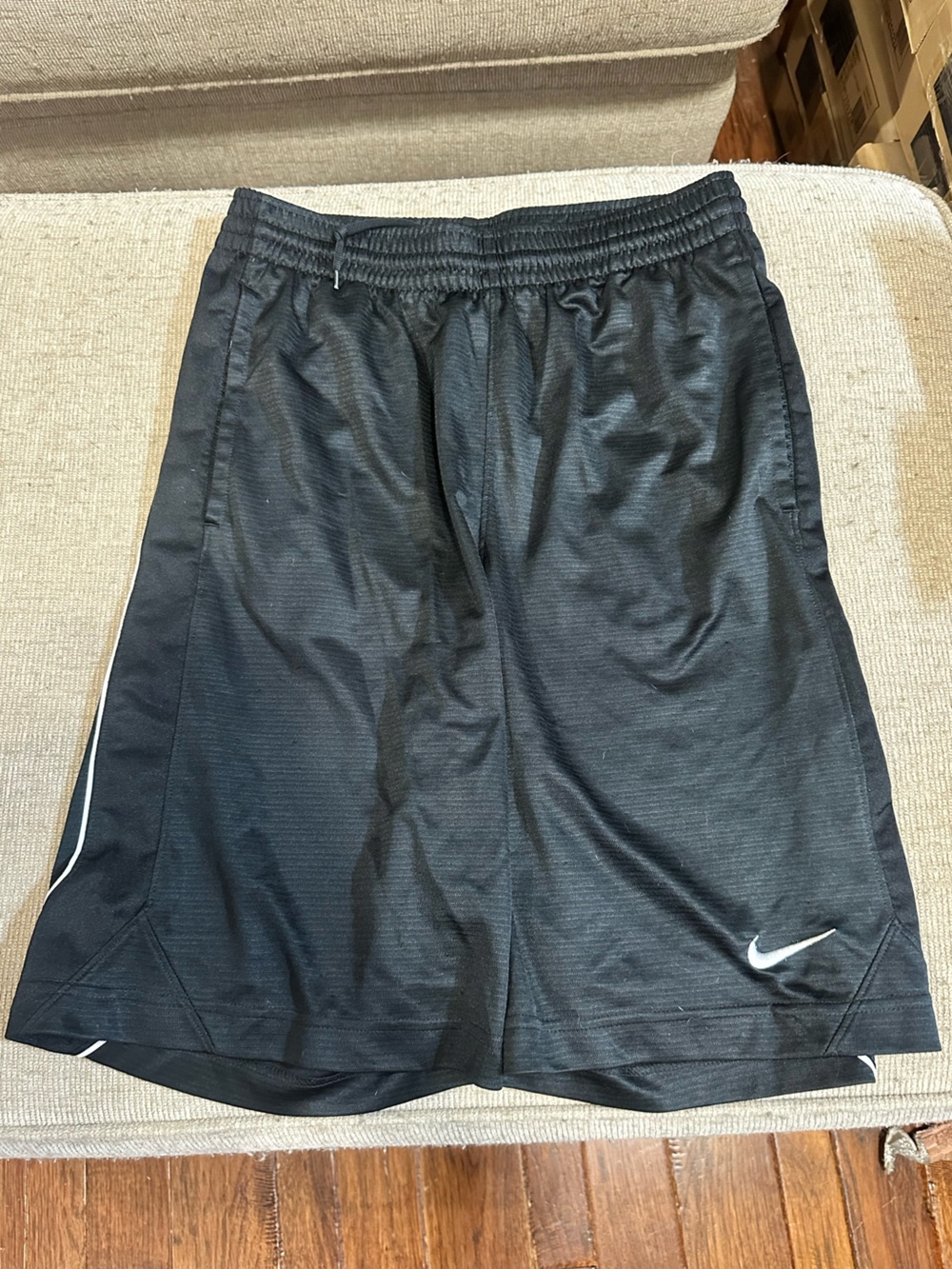 Nike Black Men's small Athletic Shorts with White Swoosh